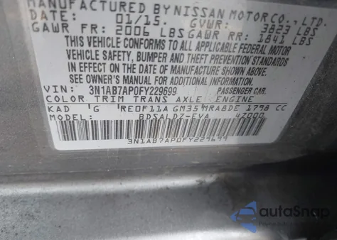 2015 Nissan Sentra Sv из США, поврежденный, VIN 3N1AB7AP0FY229699